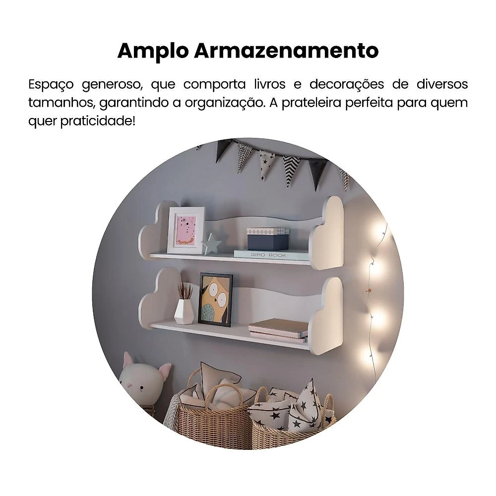 Prateleira de Parede 93 Cm Formato Coração Love Branco