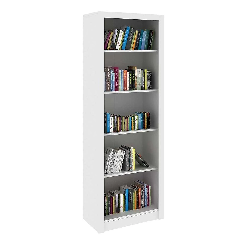 Kit Escritório com Mesa Balcão 2 Portas Estante 5 Nichos MDP Branco Tecno Mobili