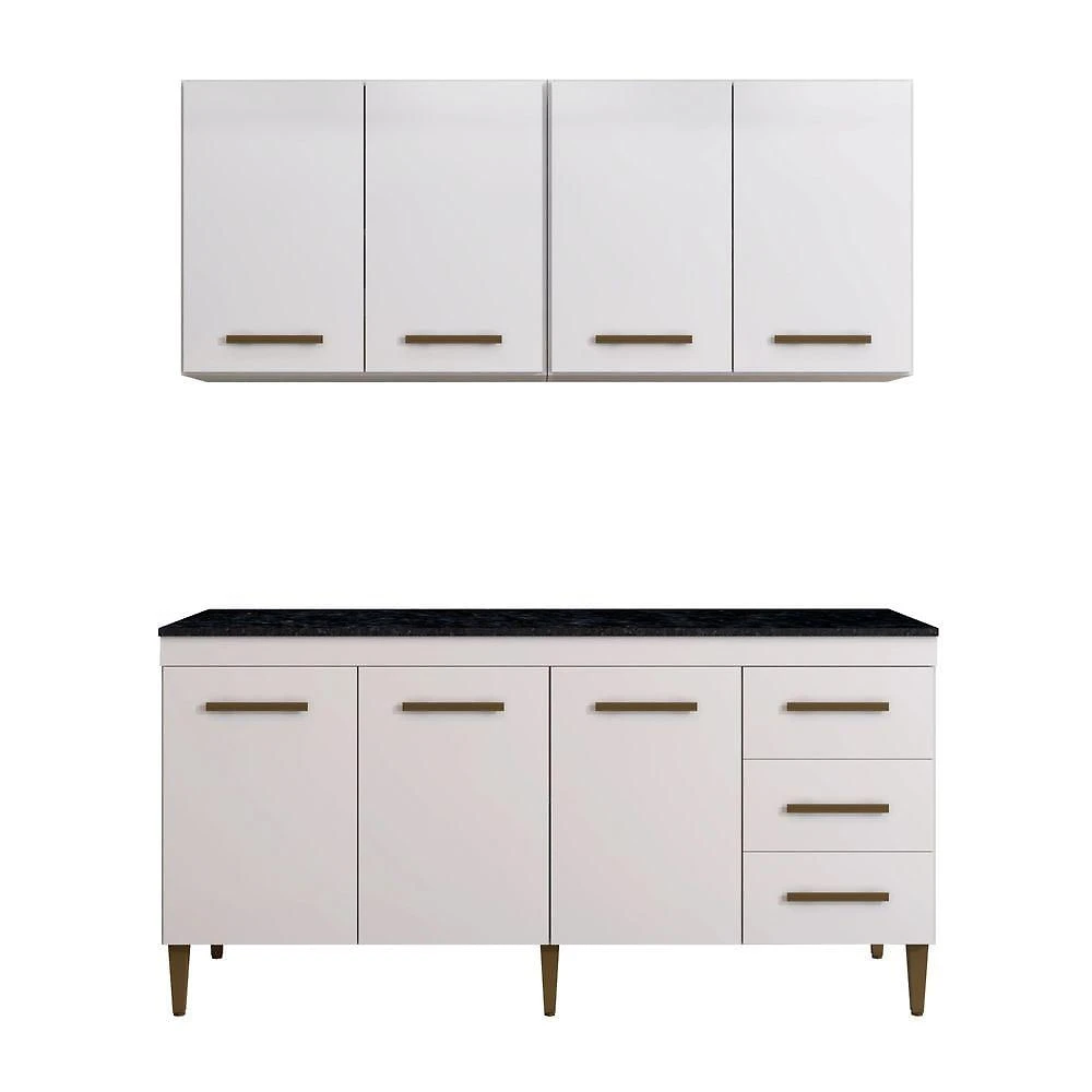 Cozinha Completa 7 Portas 3 Gavetas Atenas Kaiki Moveis Branco