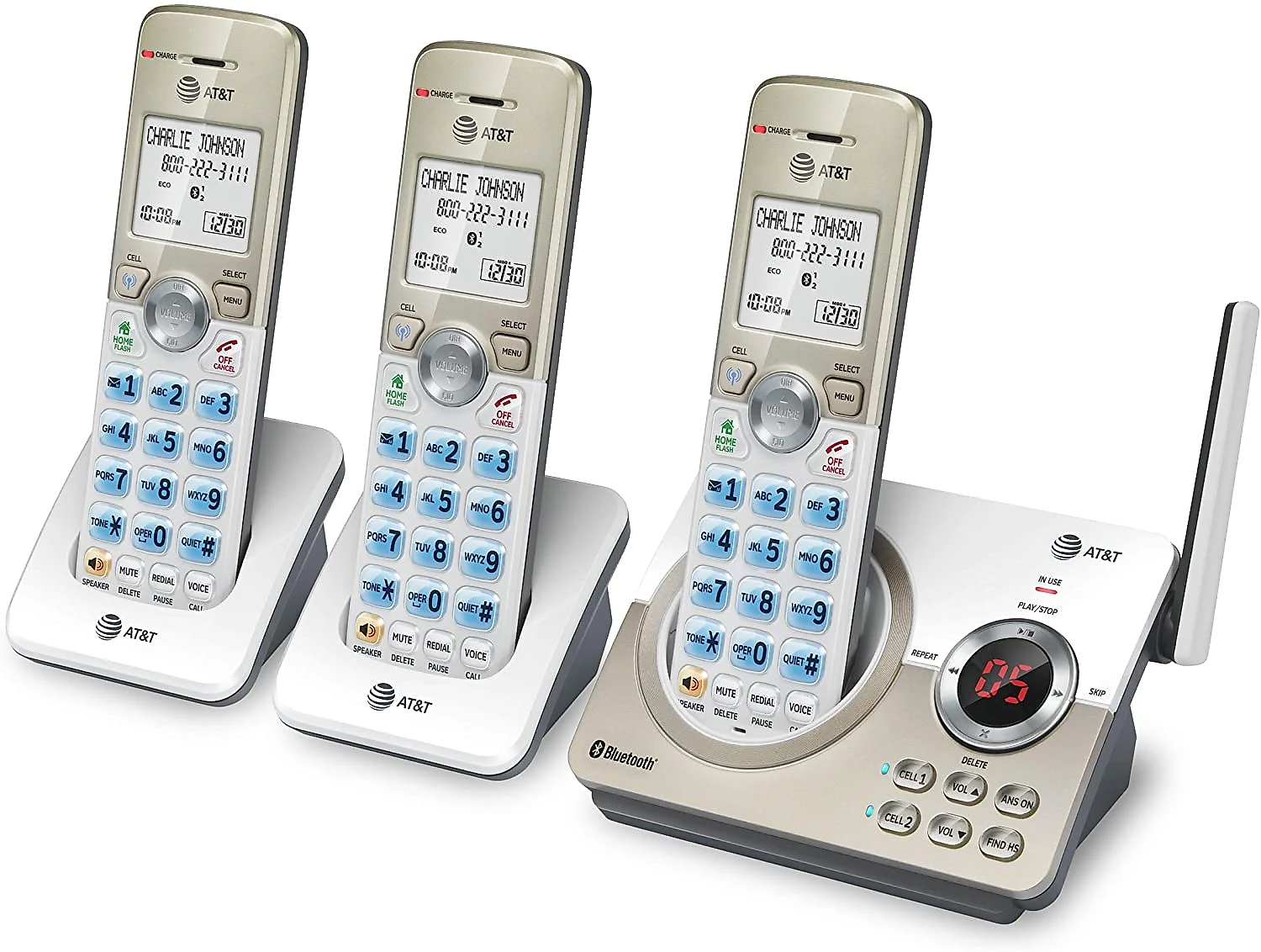AT e T Telefone sem fio c Bluetooth e bloqueio de chamadas 3 unidades preto