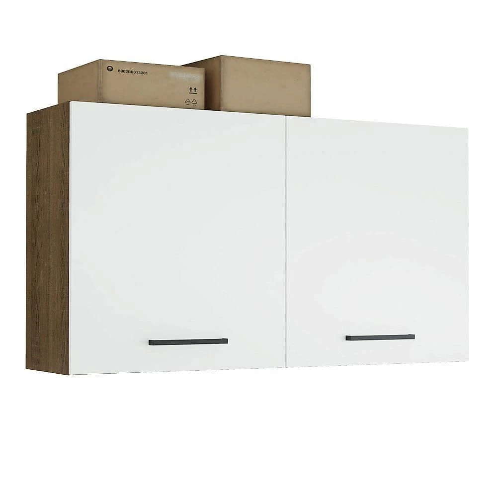 Armário Aéreo Multiuso 120cm 2 Portas Rustic/branco Agata Madesa Rustic/branco