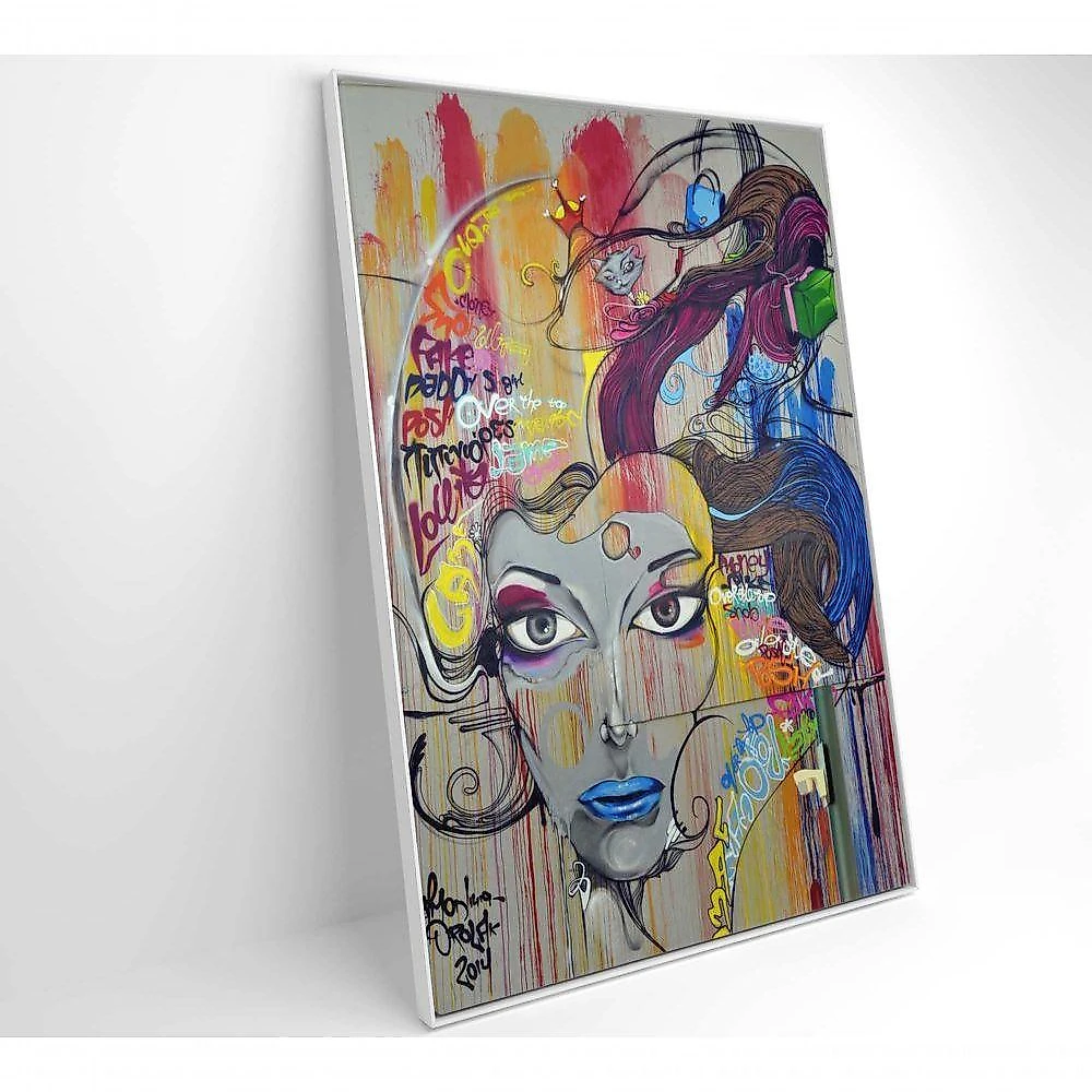 Quadro Grafite Mulher 80x120 Cm Tecido Canvas