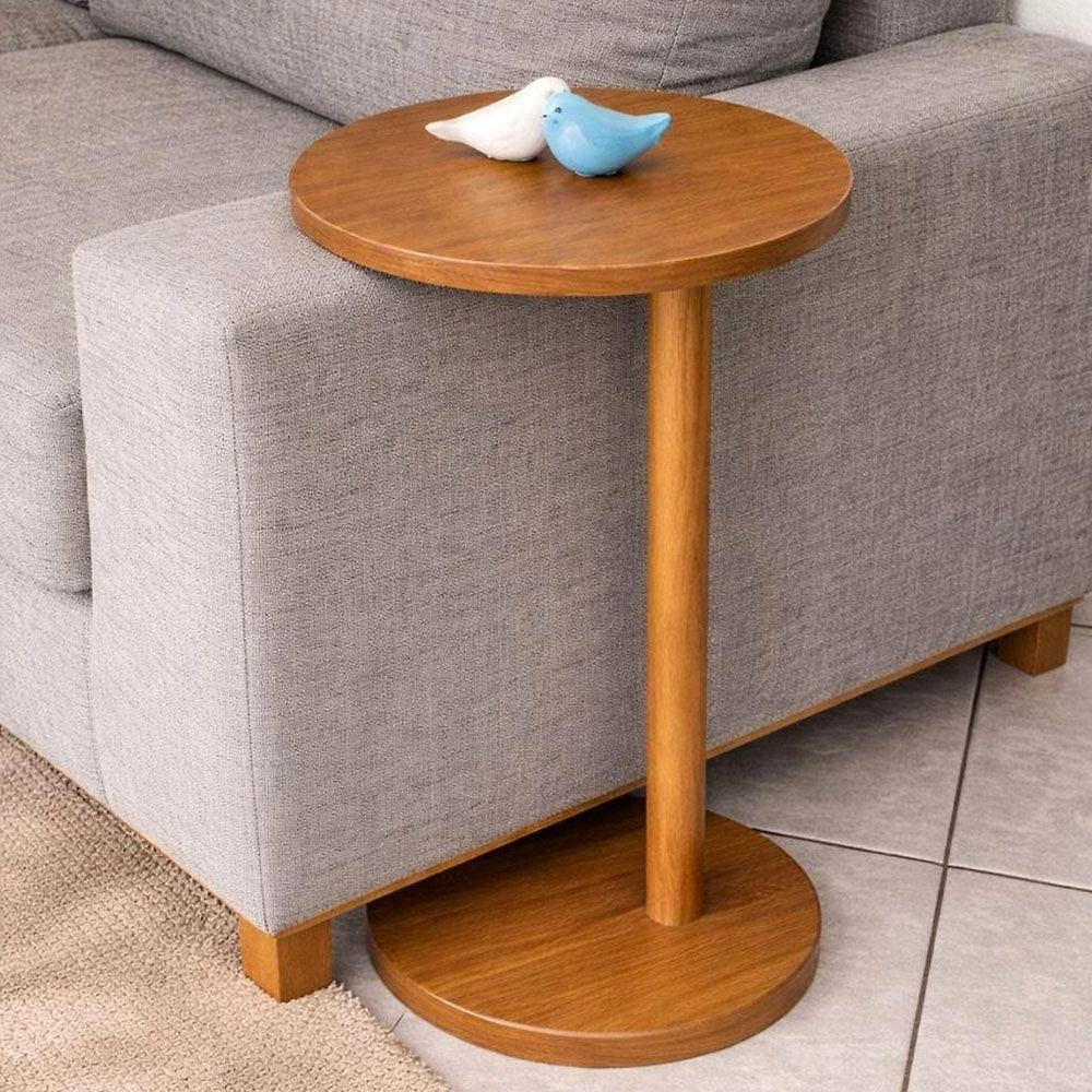 Mesa de Apoio Lateral Redonda Monopé MDF Madeira 35CM Mel Lubrano Decor