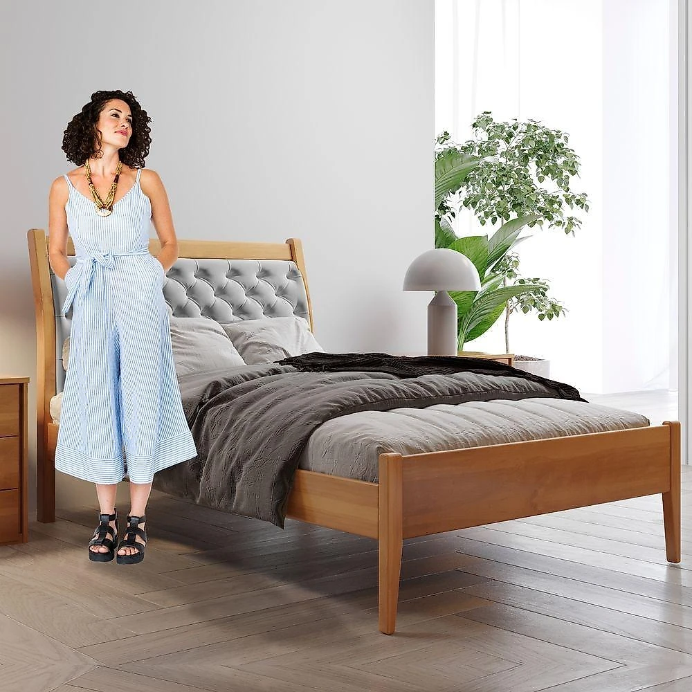 Cama Solteiro 90cm Vivare Amêndoa Mel-tecido Welutop Josandro Amêndoa Mel-tecido Welutop