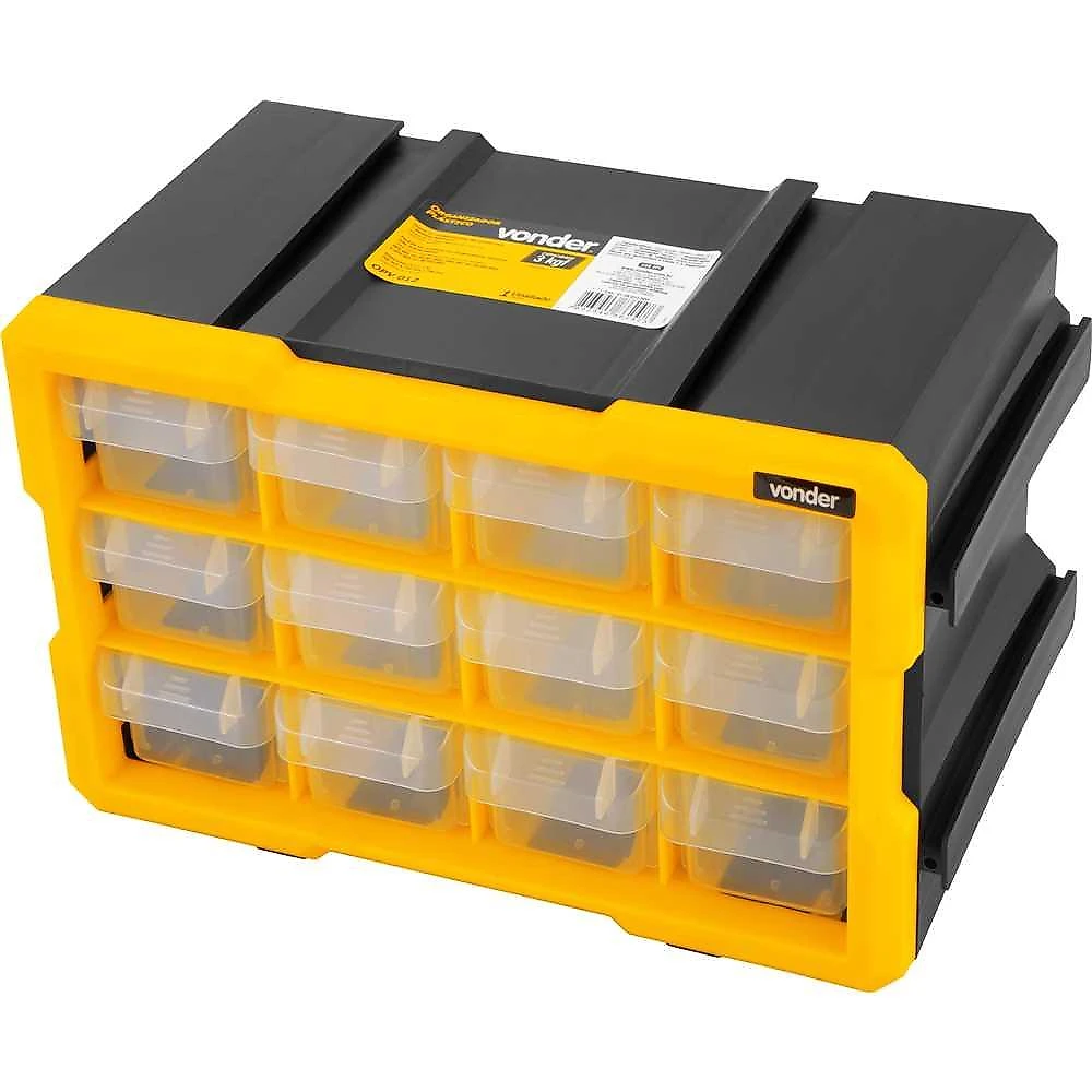 Organizador plástico 12 gavetas 3 kgf polipropileno nove54 opv012