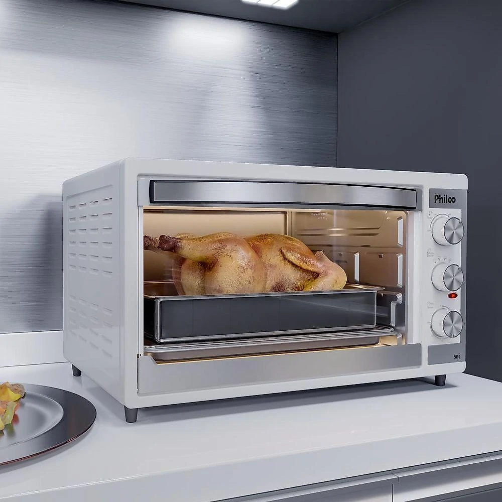 Forno Elétrico Branco Philco 50L Dupla Resistência PFE52B 110V