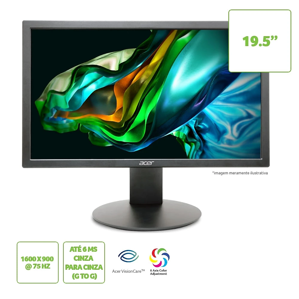 Monitor Acer E200Q BI 19.5” HD 75hz 6ms VGA HDMI