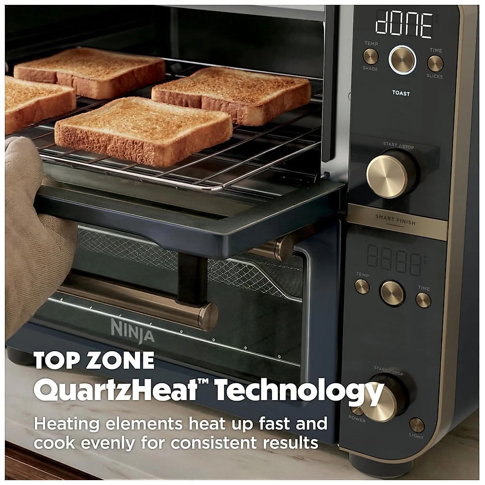 Forno de Bancada Ninja DCT801BL Zona Dupla 12-em-1 Finalização Sincronizada Air Fryer 28,5 Litros Cyberspace 120V