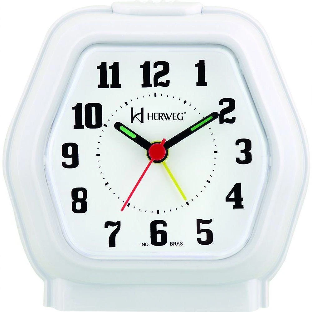 Relógio Despertador Quartz Cabeceira Alarme Luz Branco - Branco