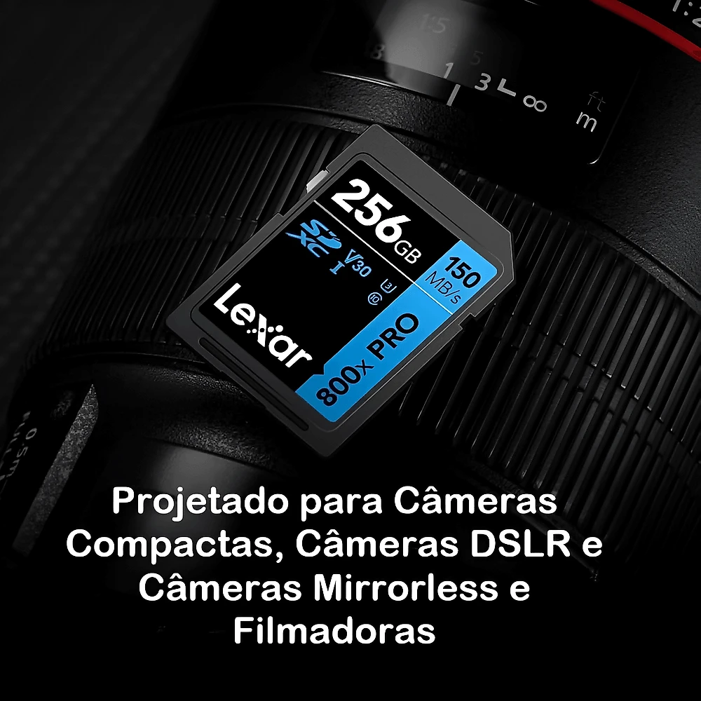 Cartão SDXC 256Gb Lexar Blue Pro 800x 4K 150Mb/s UHS-I V30 U3 Classe 10