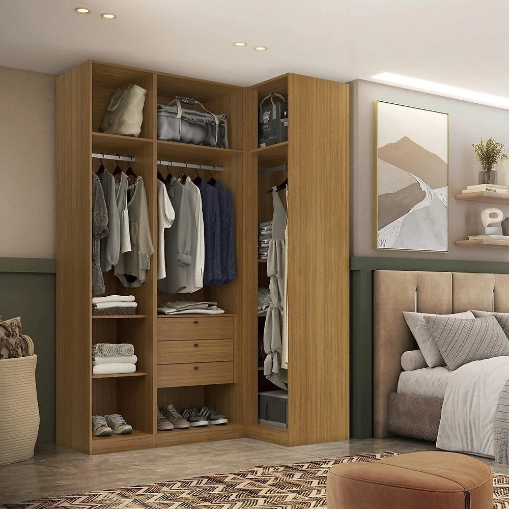 Miniatura Guarda Roupa Modulado de Canto Reto 4 Portas Freijó Altezza Trend Guarda-roupa de Canto Reto 4 Portas Altezza Trend Freijó