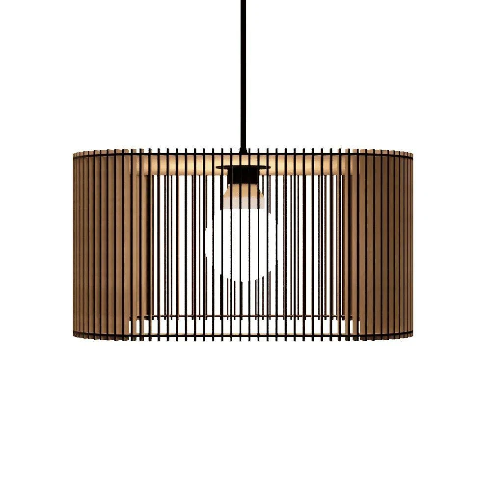Luminária Pendente Ayla Ripado com Soquete E27 Amadeirado Bivolt 100W Lenobre