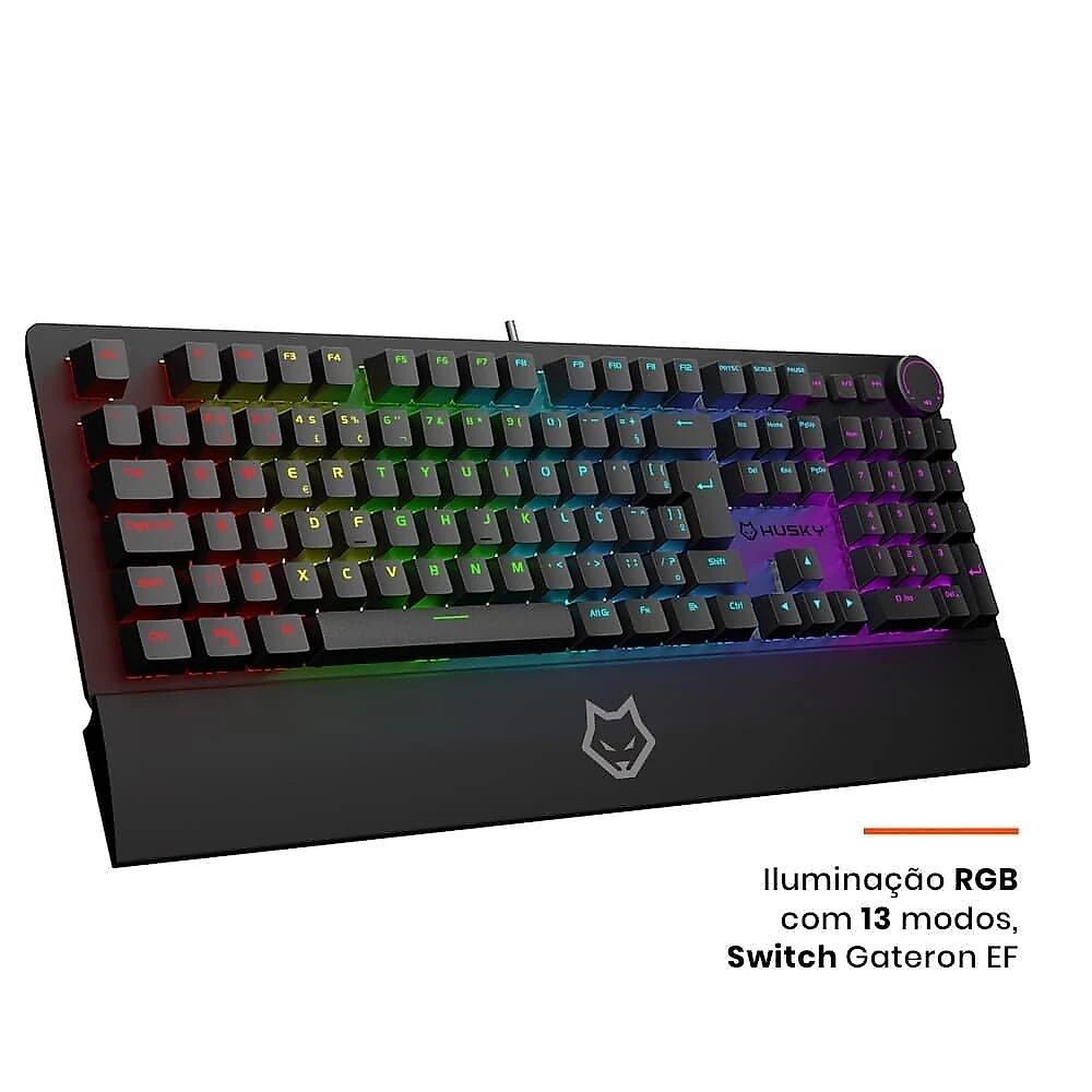 Teclado Mecânico Gamer Husky Anchorage Full Size, RGB, Switch Gateron EF Brown, ABNT2, Preto - HTG200PTMA