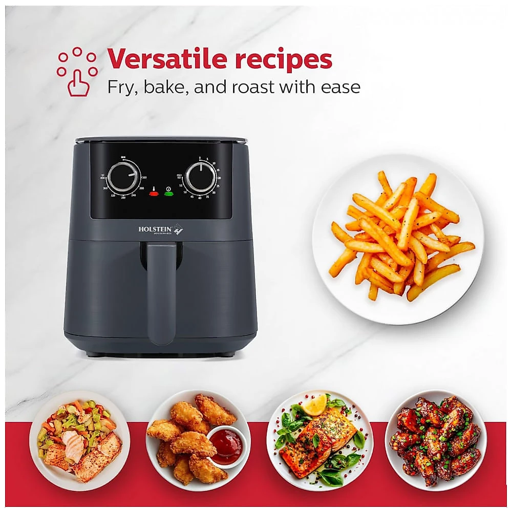 Air Fryer Holstein Housewares Cinza Escuro 4,2L Fritadeira Sem Óleo Timer 60min 1400W Modelo HH-09114019DG