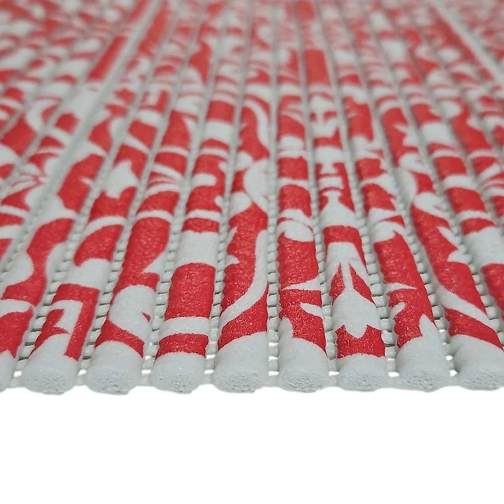 Tapete Passadeira Emborrachada Pvc Antiderrapante 0,65x3,00m Azulejo Vermelho Branco