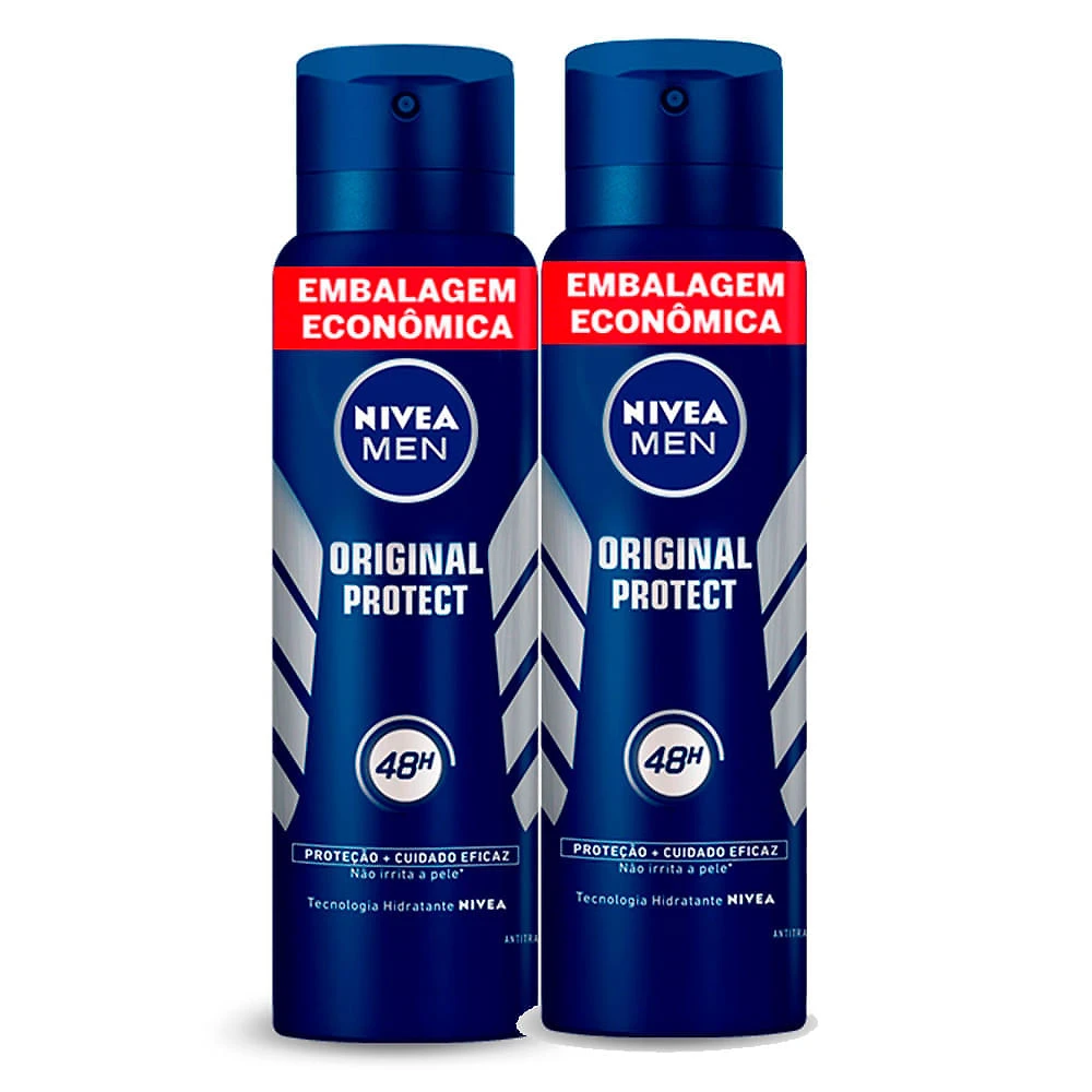 Kit 2 Desodorante Antitranspirante Aerosol Nivea Men Original Protect 200ml
