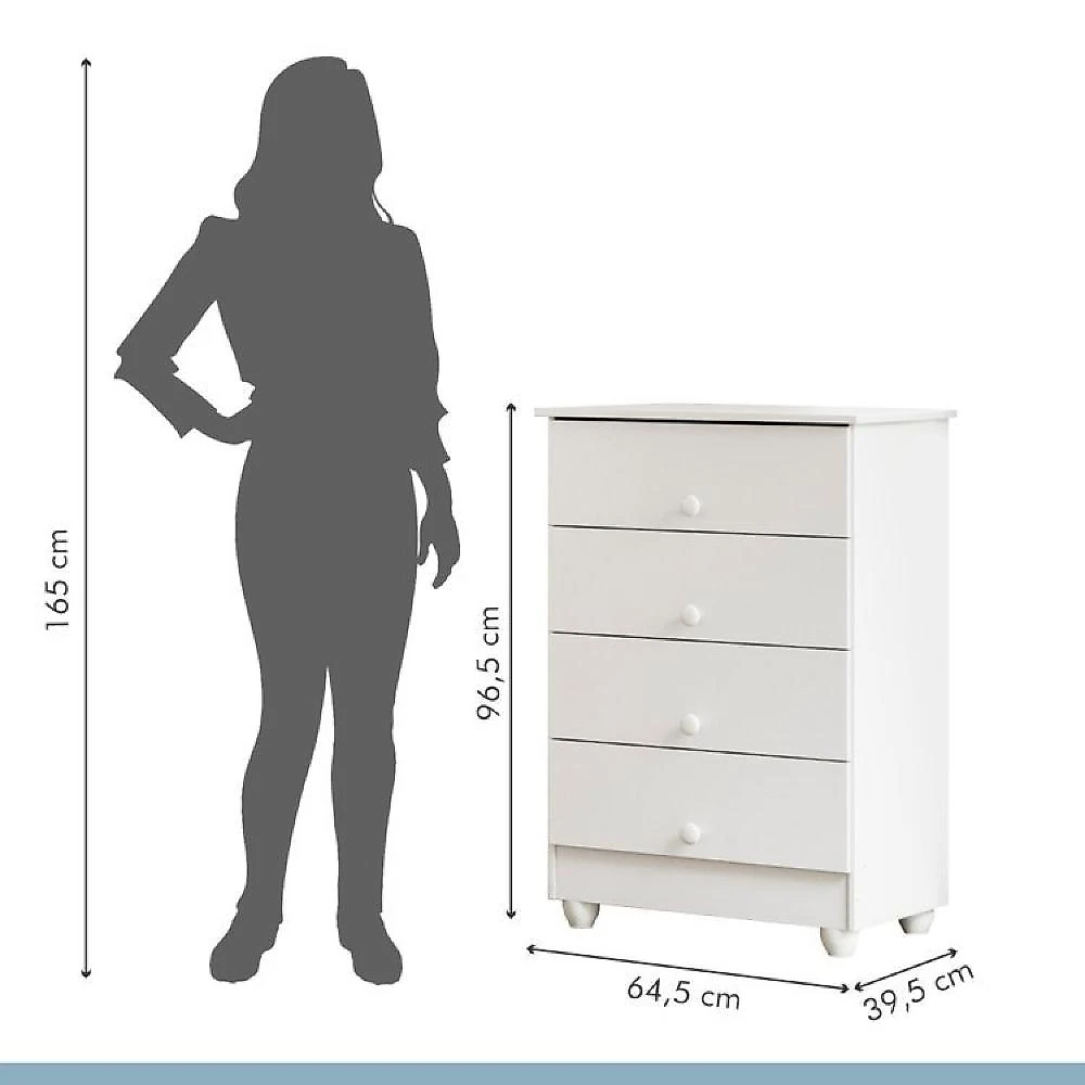 Quarto de Bebê com Berço com Suporte 100% Mdf Life e Cômoda de Bebê 100% Mdf 4 Gavetas Soft Life Branco
