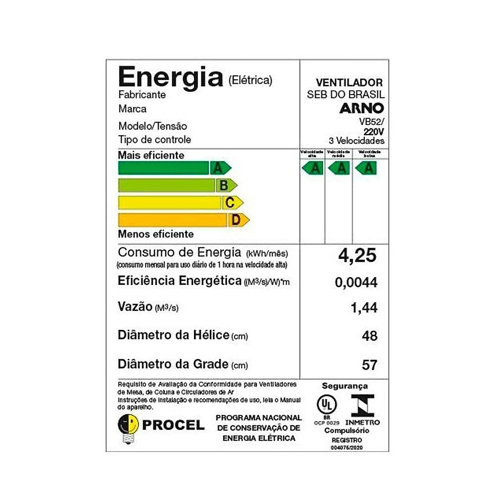 Ventilador De Coluna Arno 50cm VB52 X-Treme Force Breeze Preto E Azul Escuro 220V