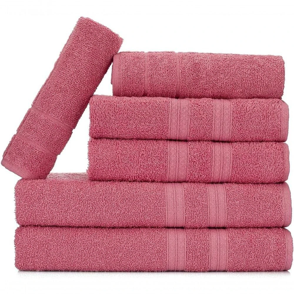 Jogo de Toalhas Itália Soft 6 Peças 100% Algodão 430g-m² Macio Absorvente Rosê