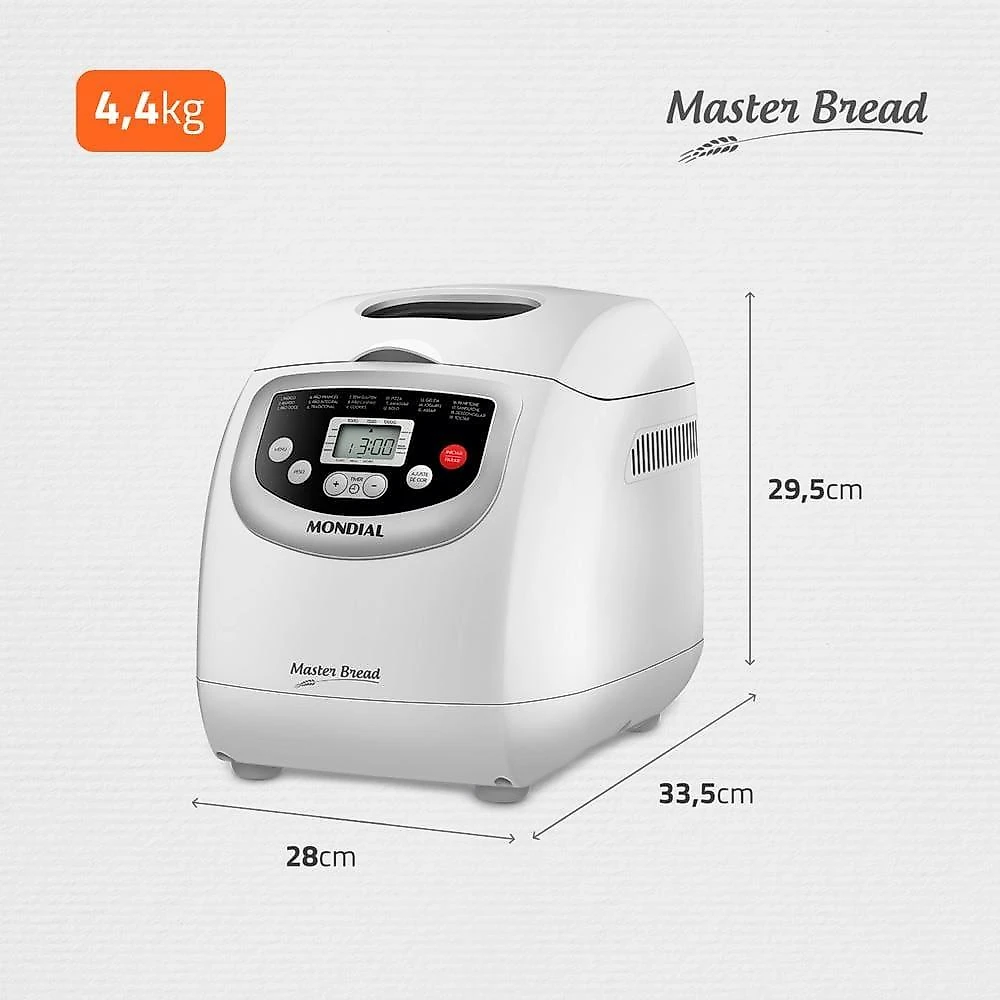 Panificadora automática mondial master bread npf-54 com 19 funções pré-programadas - branca 110