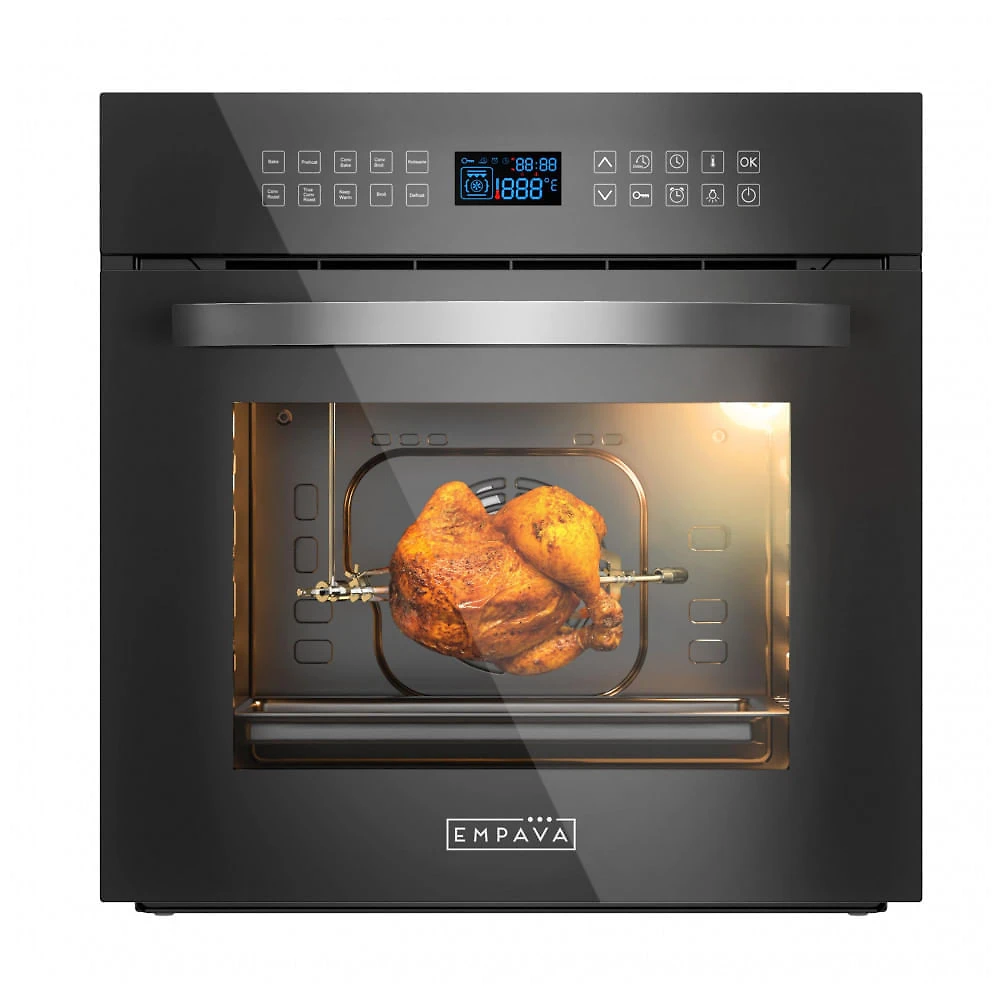 Forno elétrico de embutir 60cm Empava preto inox convecção 10 funções 2,3L 220V