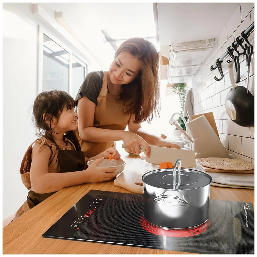 Cooktop Eltrico de Induo Porttil com Painel Digital, Queimador nico, 9 Nveis de Potncia, Trava para Crianas, Temporizador e Proteo Contra 110v