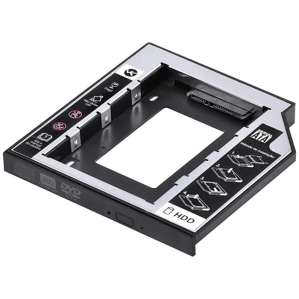 Adaptador Caddy para Notebook AC-127 SATA 12,7MM para HD Ou SSD 2,5" Até 1TB Prata Vinik