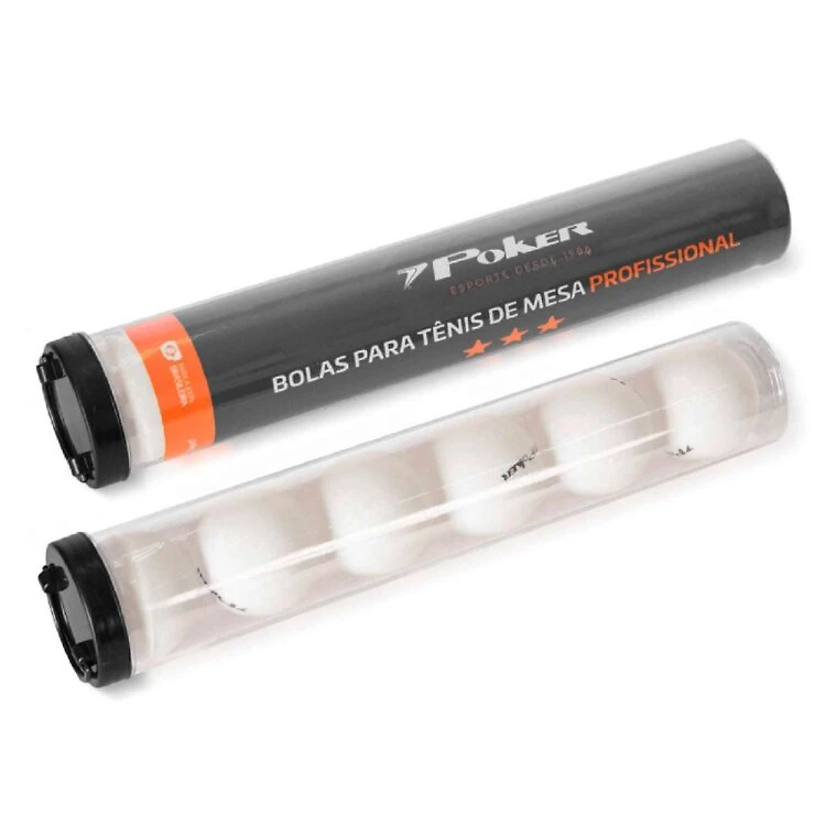 Bolas Tenis De Mesa Poker 3 Estrelas 40mm Pote C 6 - Branco