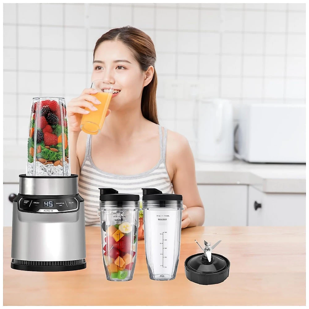 Sonkettek Kit de Copos e Lâminas para Blender Ninja Compatíveis - 2 Copos 710ml com Tampa Sip Seal e Lâmina