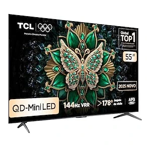Miniatura Smart TV 55” TCL 55C6K 4K QD-Mini Led 144Hz Sistema Operacional Google TV