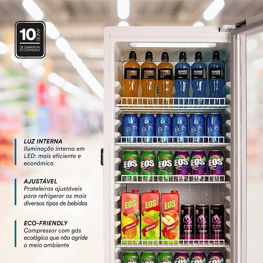 Refrigerador Expositor Vertical EOS 198 Litros Eco Gelo Digital Branco EEV200B 220V