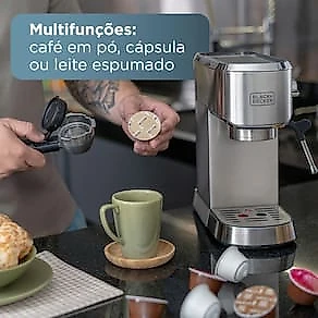 Cafeteira Espresso Black+Decker CEA1200G Gourmand Gris 1200W Multifunções Inox 110V
