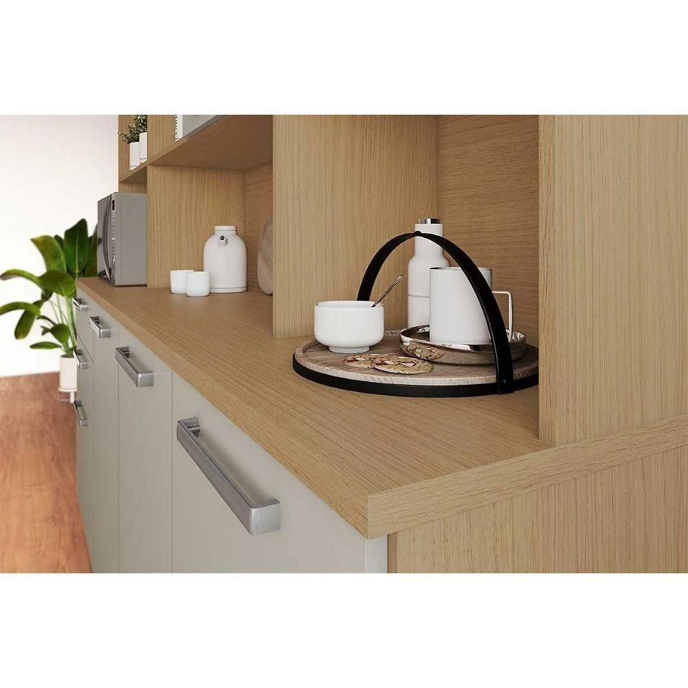 Kit De Cozinha Compacta Nobreza C- 7 Portas E 2 Gavetas 210cm Carvalho-cinza - Nesher