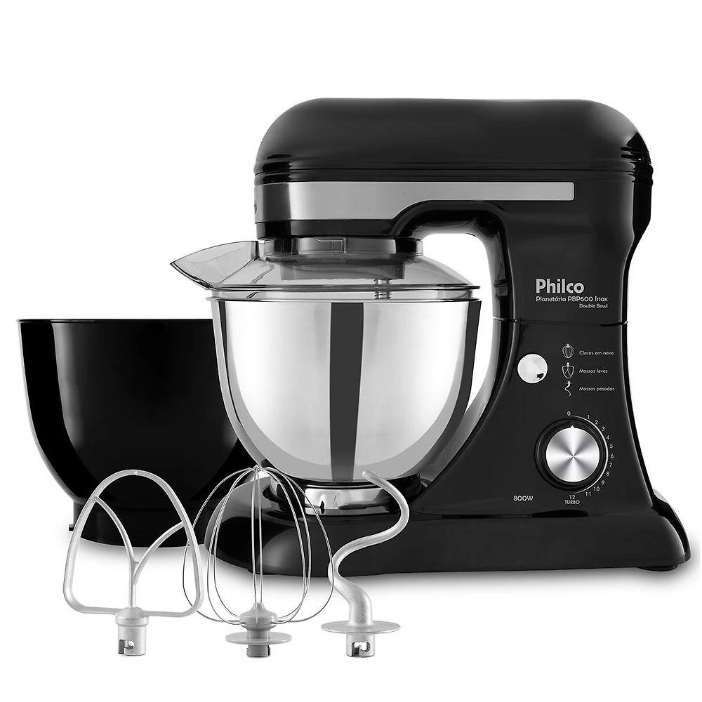 Batedeira Planetária Philco PBP600P Turbo Inox Double Bowl 600W 110V