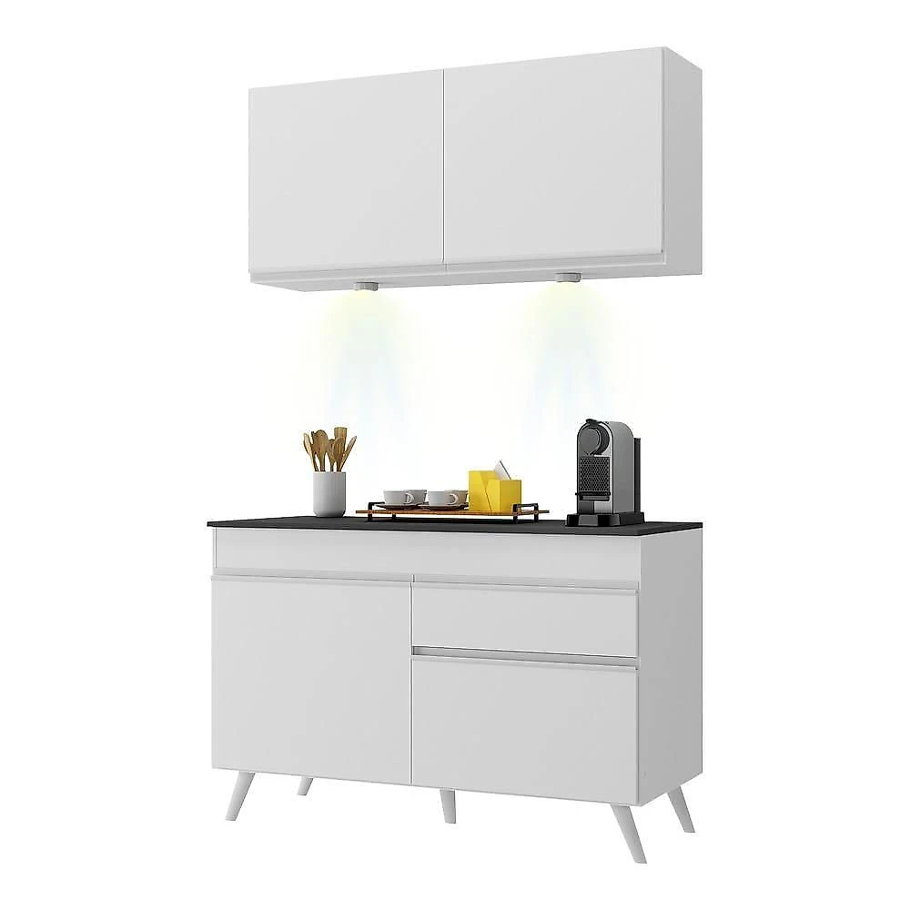 Armário De Cozinha Compacta 2 Peças Com Leds Mp2012.891 Veneza Up Multimóveis Branco