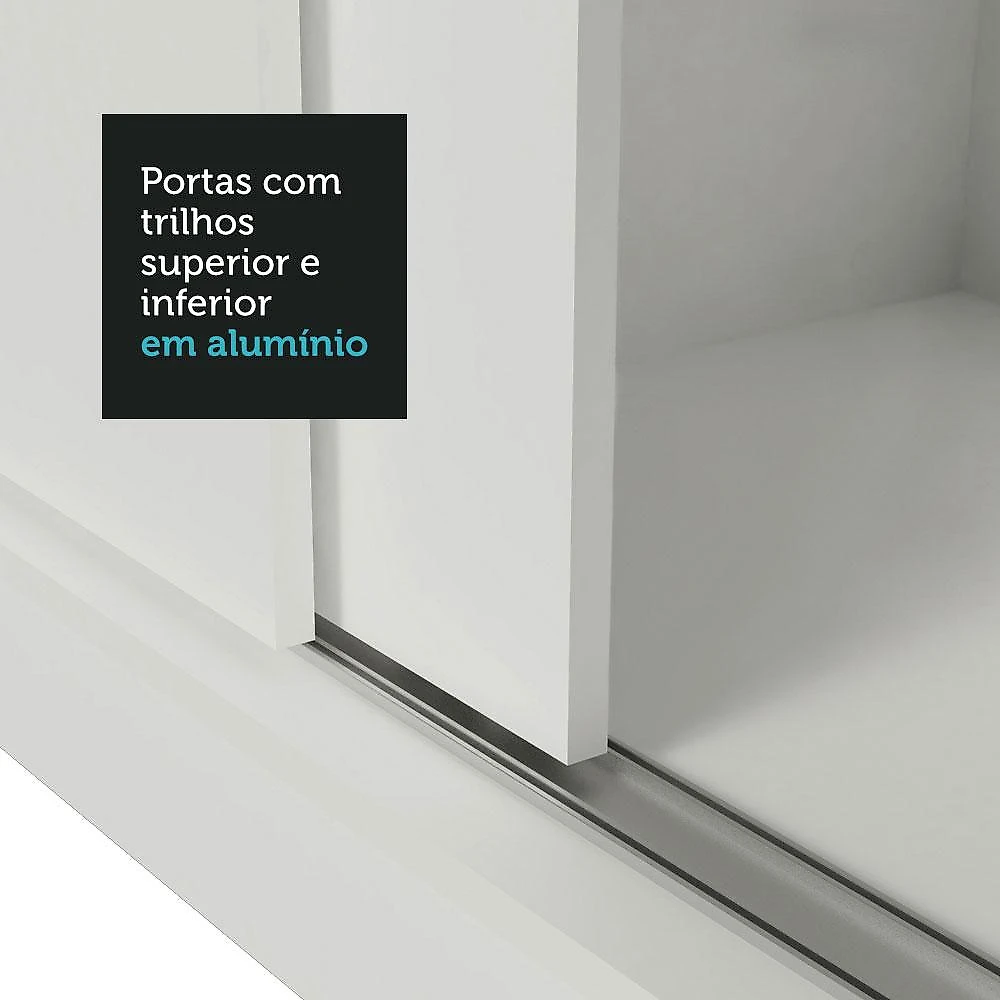 Guarda Roupa Casal Madesa Mônaco 3 Portas de Correr com Espelho Branco