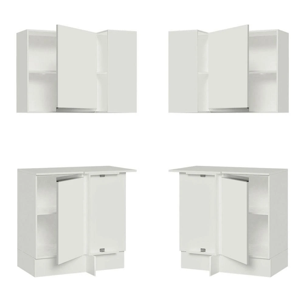 Miniatura Kit Armário de Cozinha de Canto 100% MDF 2 Portas e Nicho Branco Smart Madesa Branco