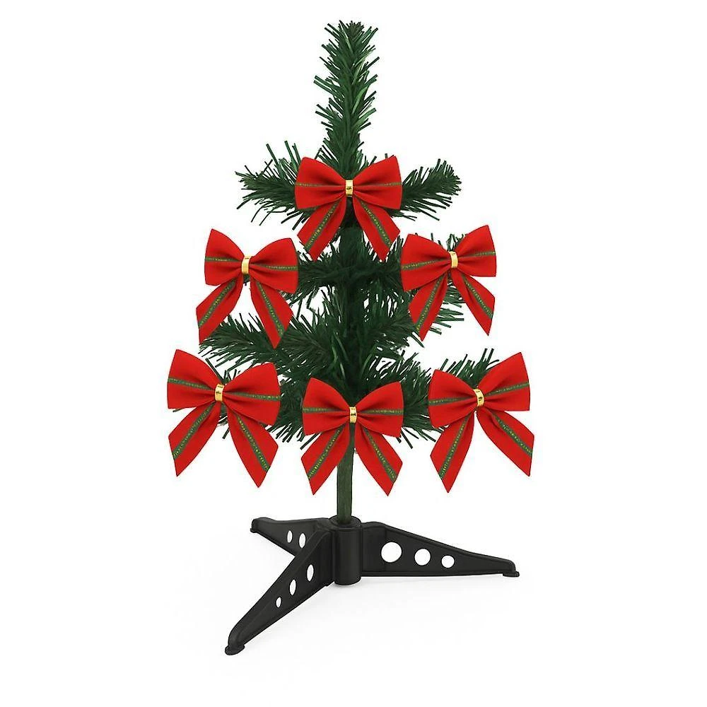 Árvore de Natal Mini Decorada 30CM com Laços Vermelho e Verde Master Christmas