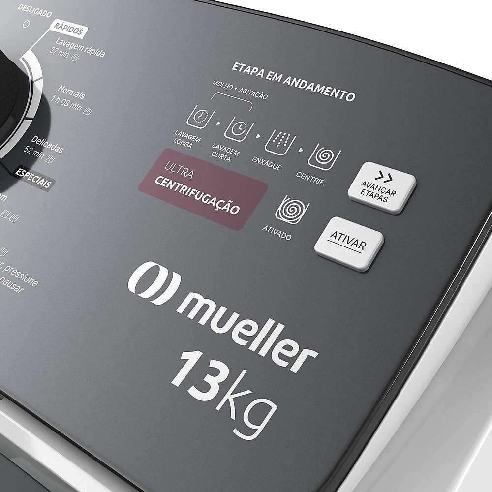 Máquina De Lavar Mueller 13kg Automática Com Ultracentrifugação E Ciclo Rápido Branca Mla13 220v