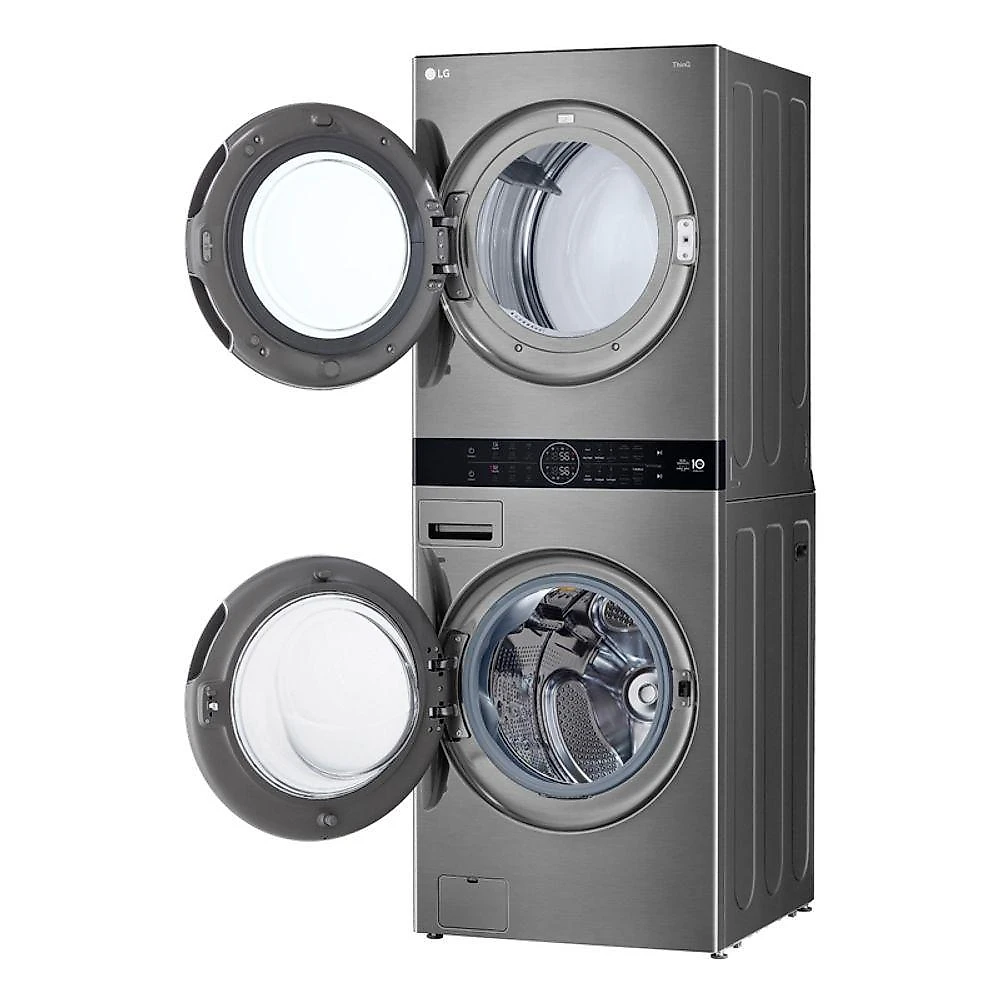 Lavadora e Secadora Elétrica Smart LG WashTower 17kg Aço Escovado com Inteligência Artificial AIDD WK17VS6A 220V
