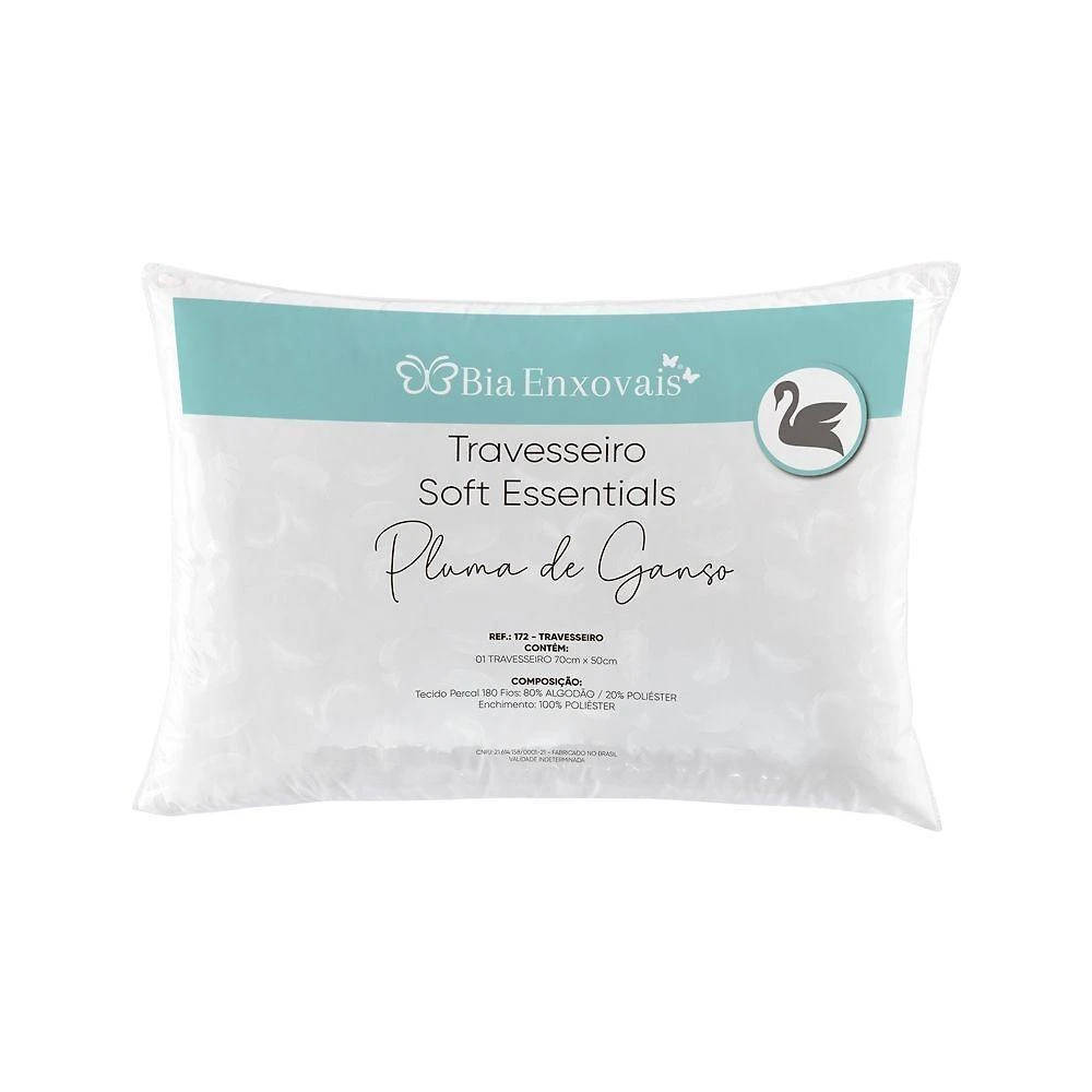 Kit 02 Travesseiros Pluma De Ganso Sintética Soft Essentials - Branco