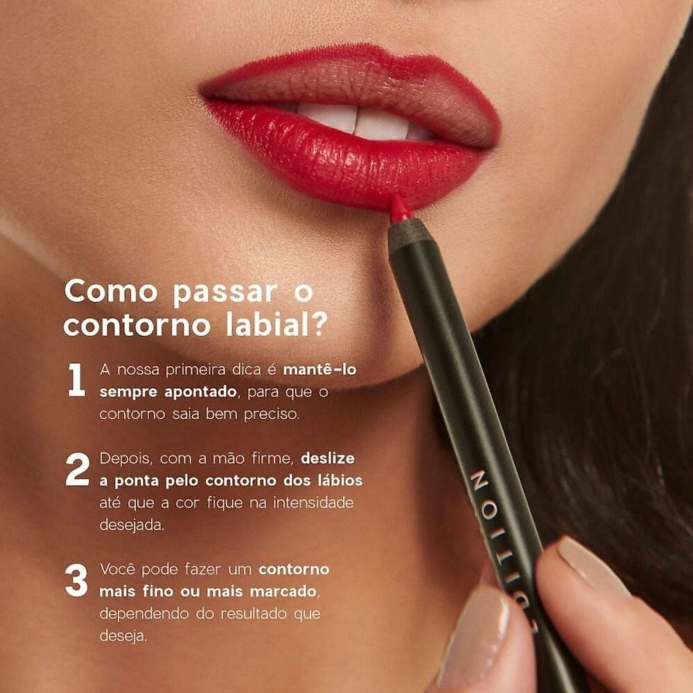 Lápis Labial Lip Liner Warm Red Edition para Definir Lábios com Textura Macia Vermelho Oceane