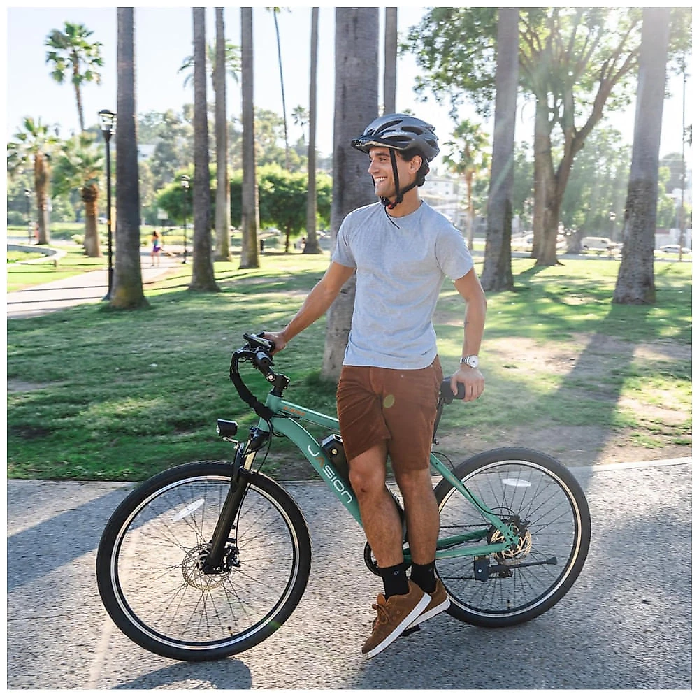 Jasion EB5: Bicicleta Elétrica para Adultos com Motor sem Escova de 500W, Bateria Removível de 360Wh e Suspensão Dianteira - Verde Padrão