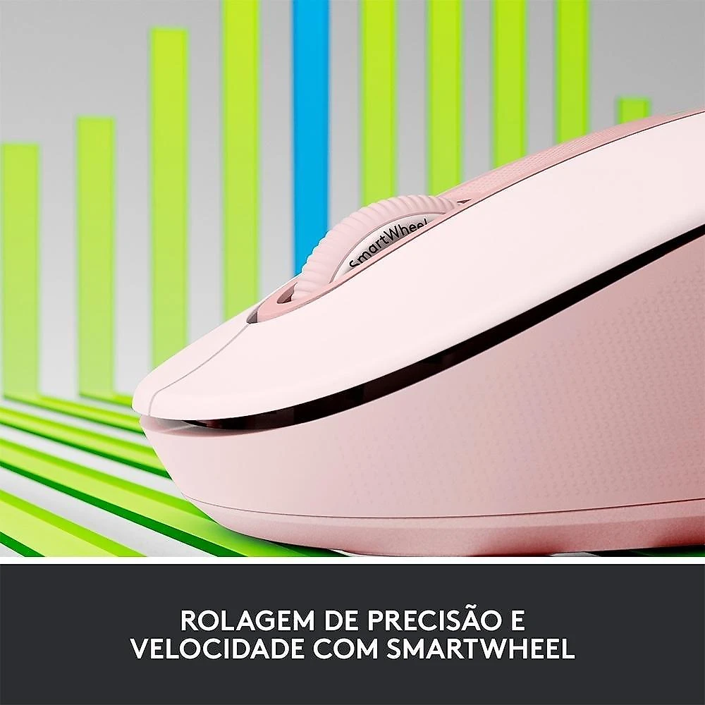 Mouse Sem Fio Logitech Signature M650, 2000 DPI, Compacto, 5 Botões, Silencioso, Bluetooth, USB, Rose - 910-006251
