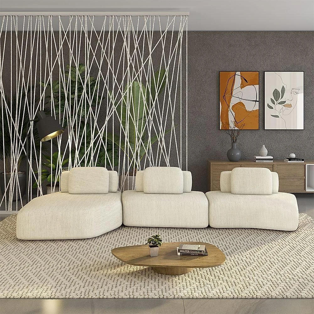 Sofá Modular Dakota 3 Lugares 484CM Linho Bege Gran Belo