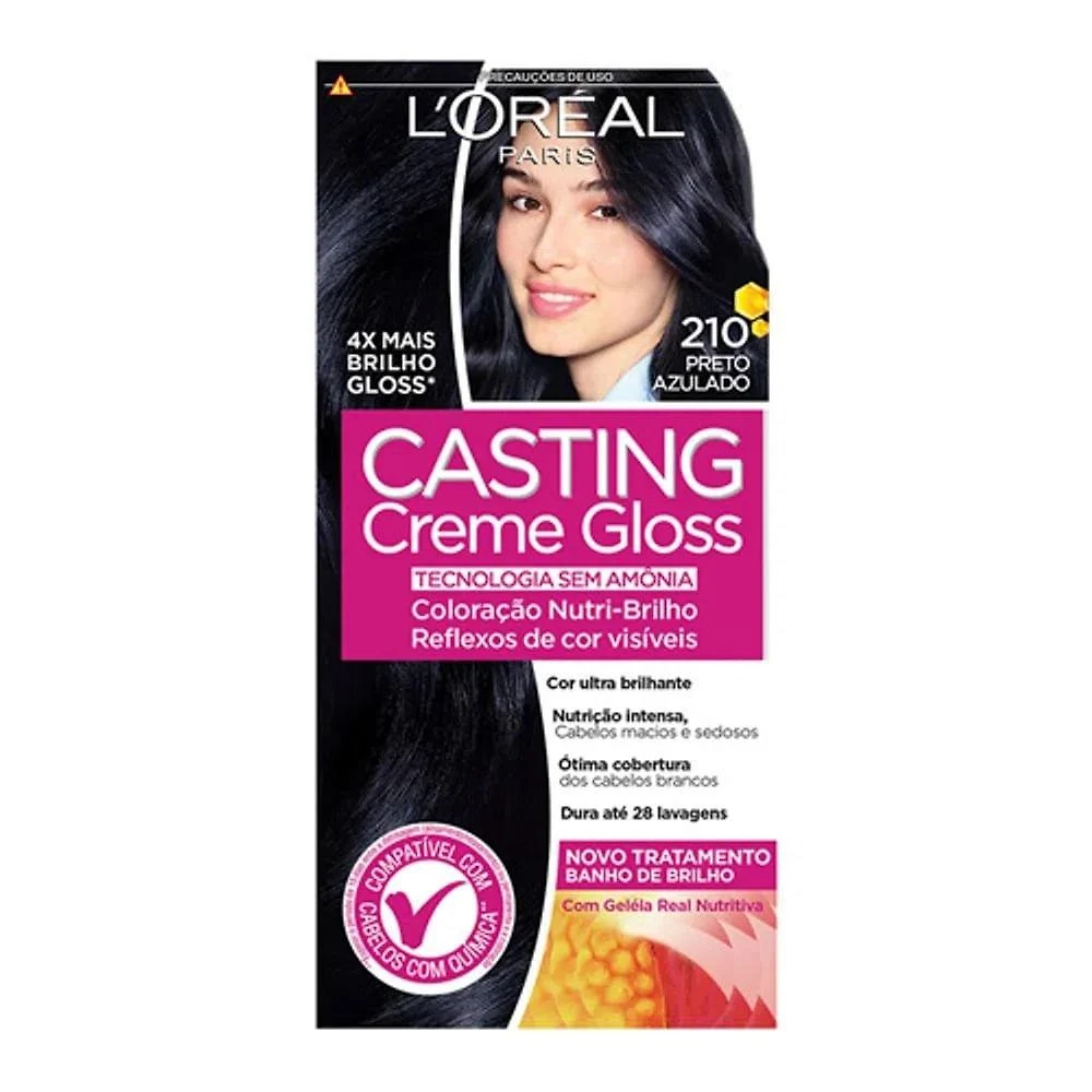 L'oréal paris coloração casting creme gloss kit - 210 preto azulado