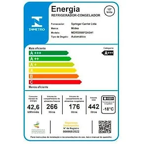 Geladeira Midea Side by Side MDR-S598FGA041 Frost Free com Painel Touch, Função Turbo e Conectividade Via App- Cor Inox Claro - 442 litros 110V