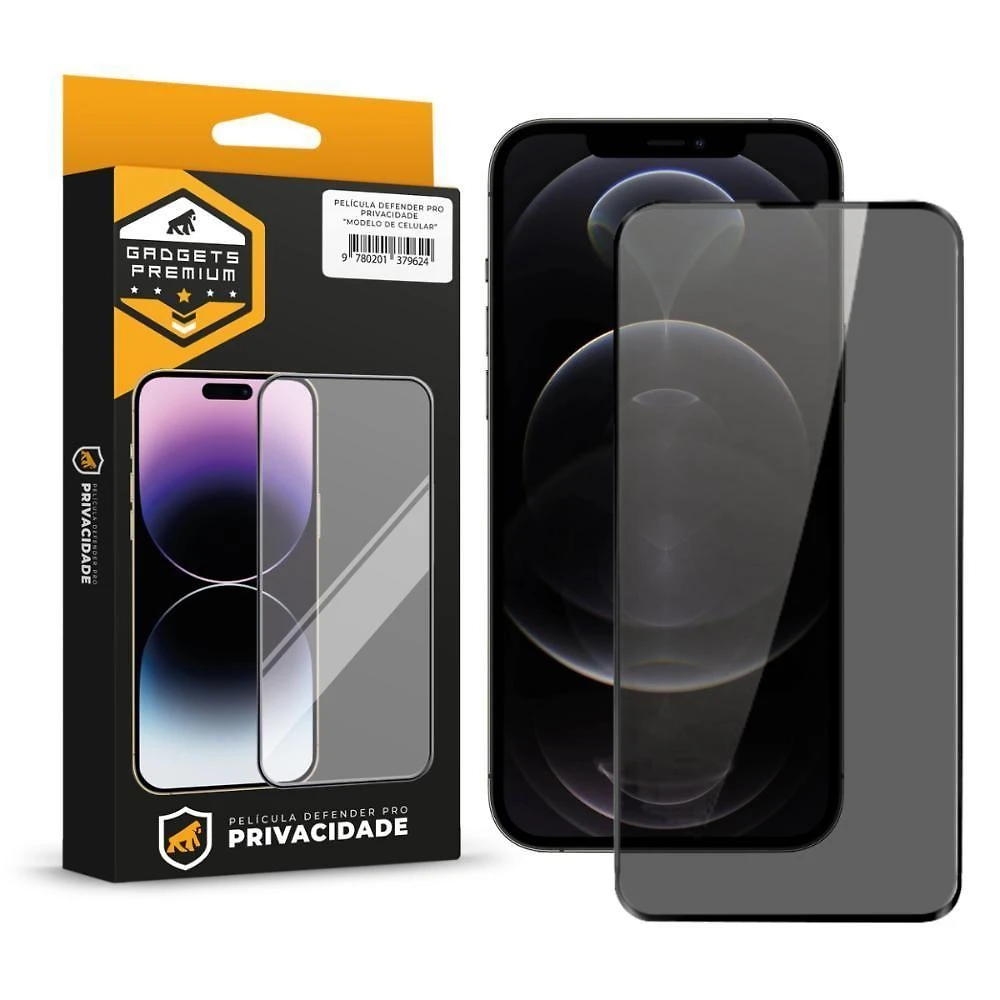 Película Gshield Defender Pro para Iphone 12 Pro Max com Proteção de Privacidade Preto 1