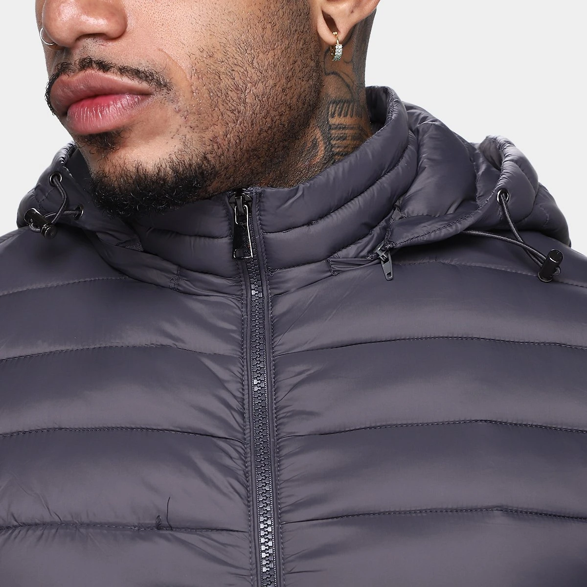 Miniatura Jaqueta Com Capuz Broken Rules Nylon Masculina Cinza - G