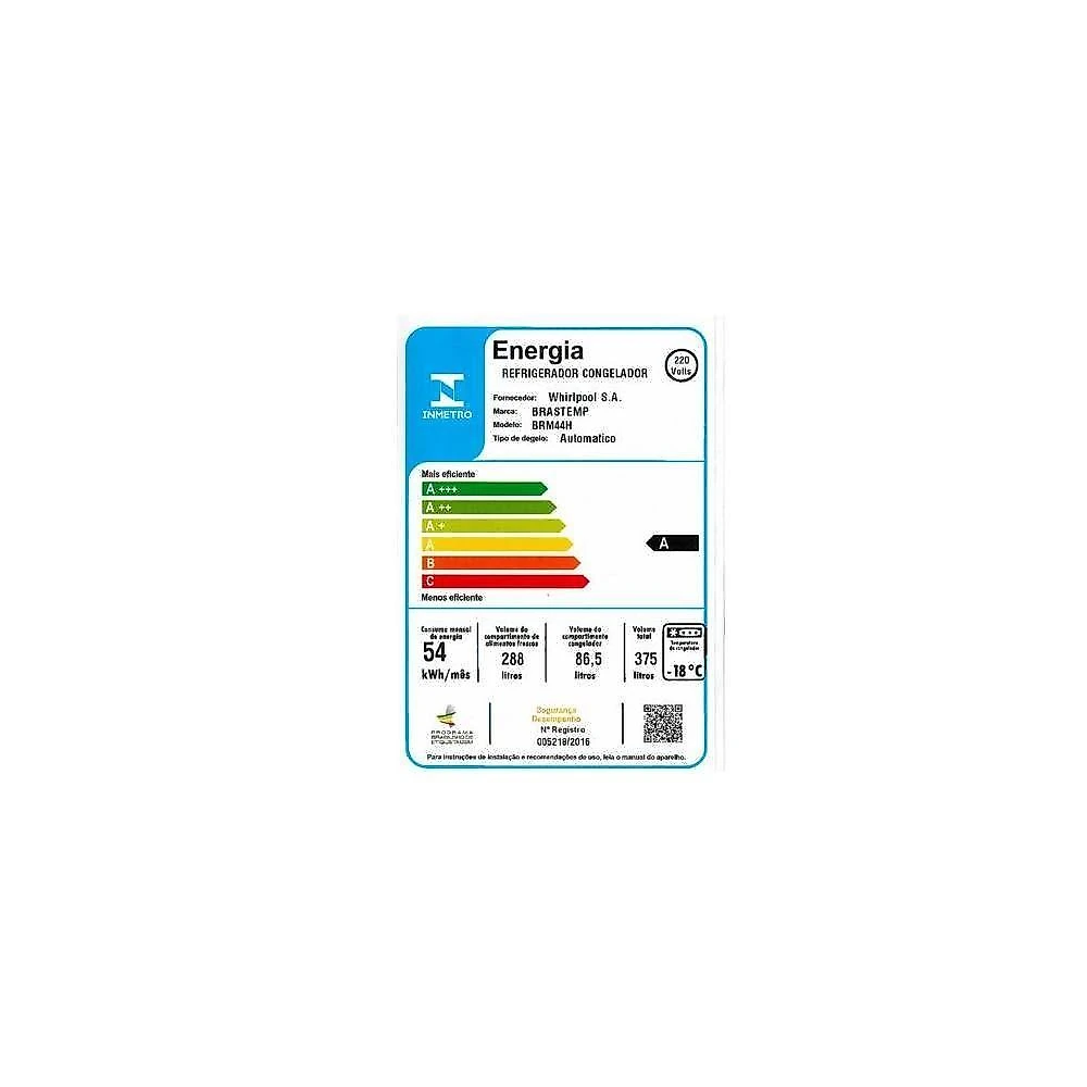 Refrigerador brastemp 375l 2 portas evox frost free 220v brm44hk